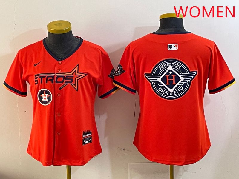 Women Houston Astros Blank Orange Three generations Joint Name 2025 Nike MLB Jersey style 30